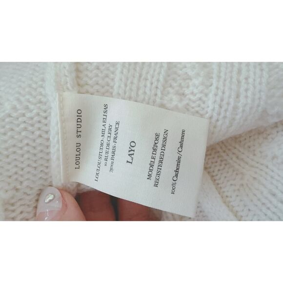 LOULOU STUDIO cashmere Layo Turtleneck Cable Knit Dress L - Picture 6 of 7